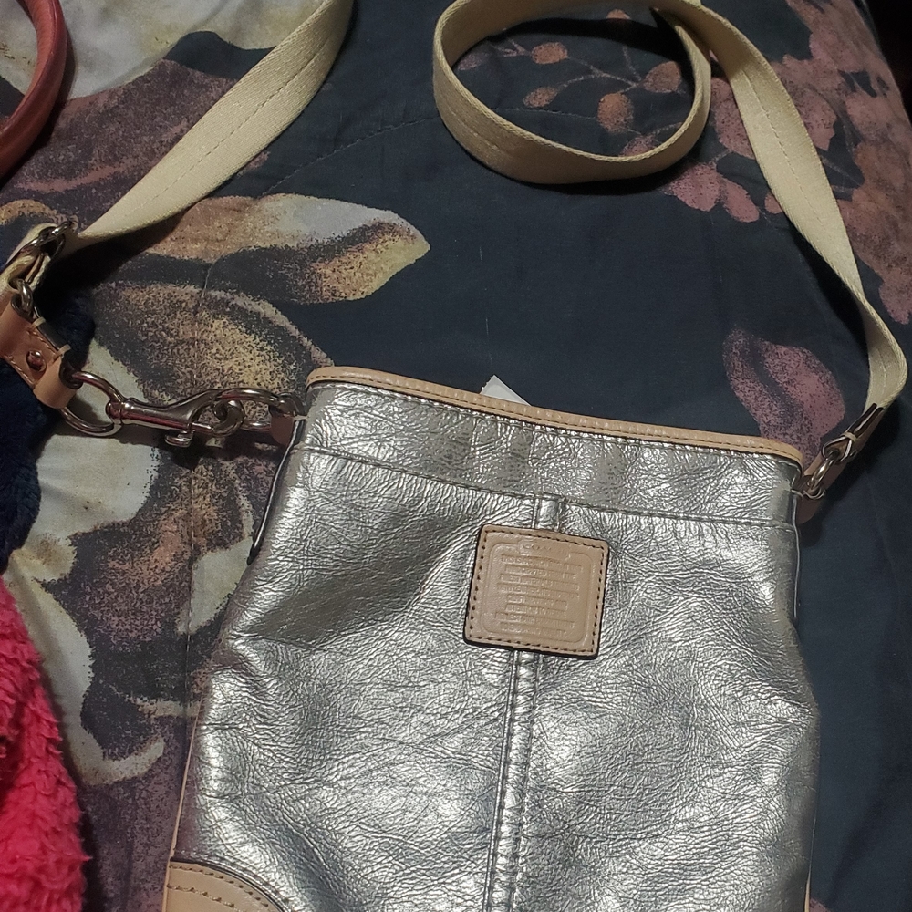 Coach Metallic Silver Crossbody Bag